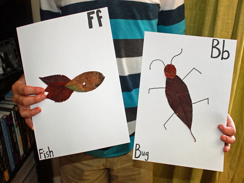 How to Make Animal Alphabet Cards Using Fall Leaves - Sweet Greens